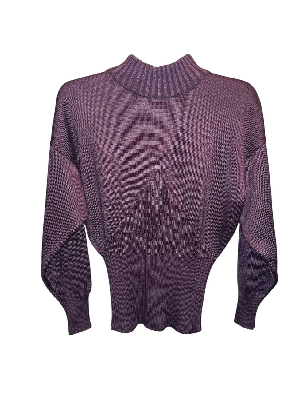 Italina Plum Ribbed Cowl Neck Sweater